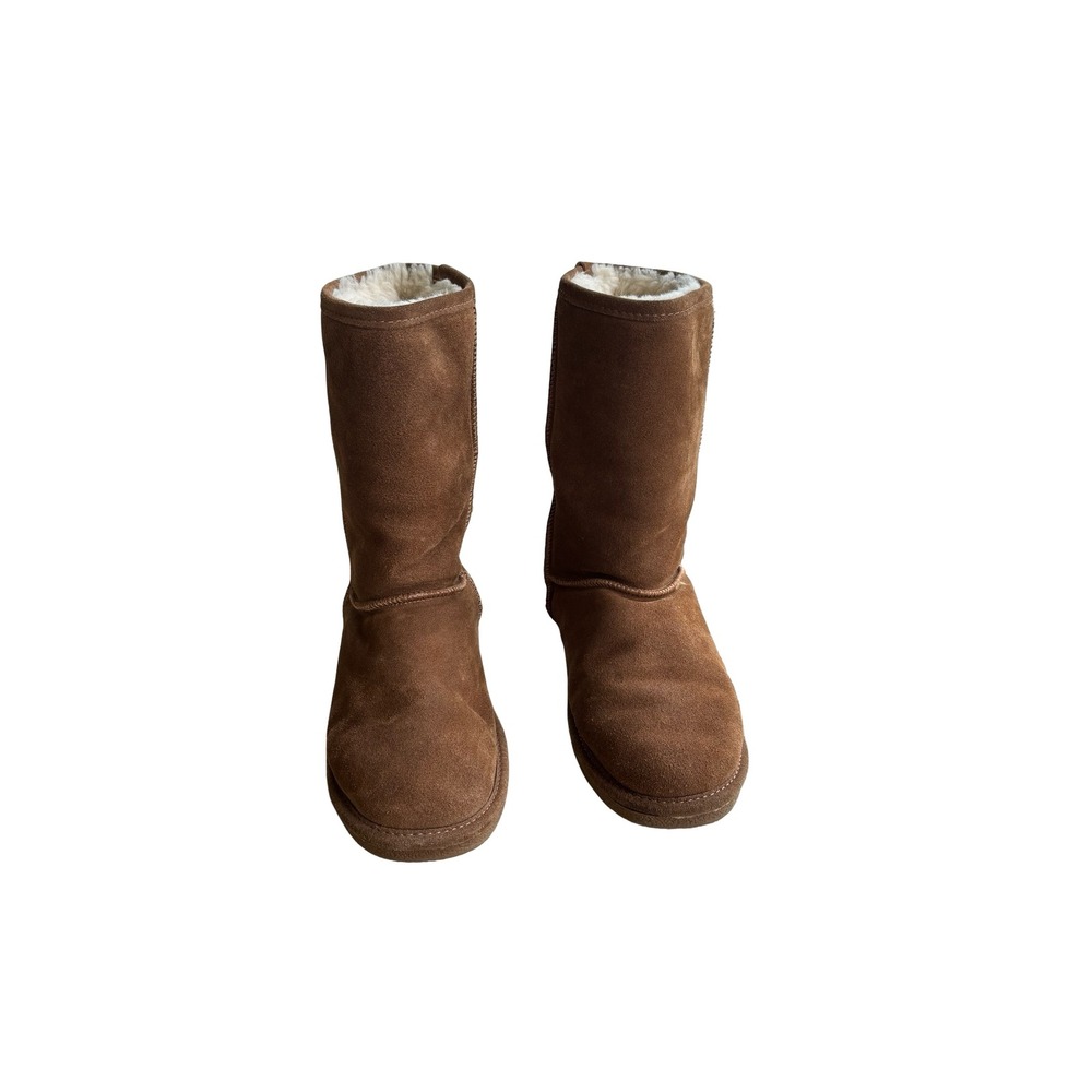 Bearpaw Elle‎ Tall Suede Sheepskin Lined Boots Brown Womens Size 10
